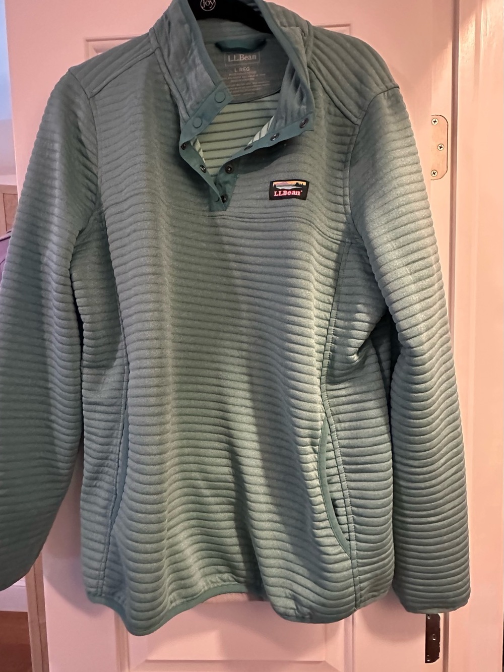 L.L. Bean Womens Quilted Zip-Top Sweater in Seafoam Green NWOT